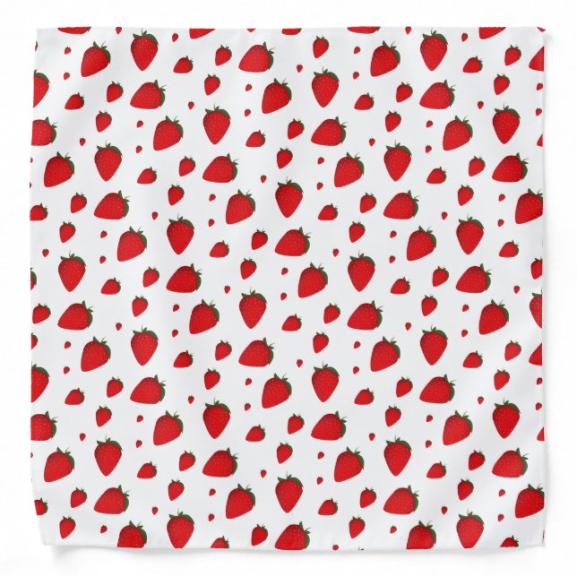 Strawberry Red White Fruit Food Pattern Bandana (Front)