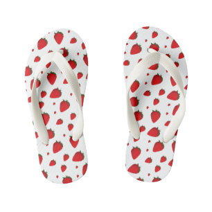 Strawberry Red White Fruit Food Pattern Kid's Flip Flops