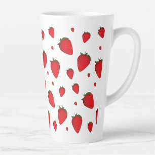 Strawberry Red White Fruit Pattern Latte Mug