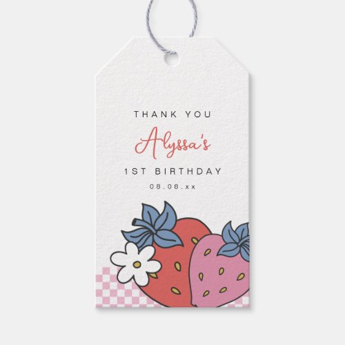 Strawberry Retro Birthday Party Gift Tags