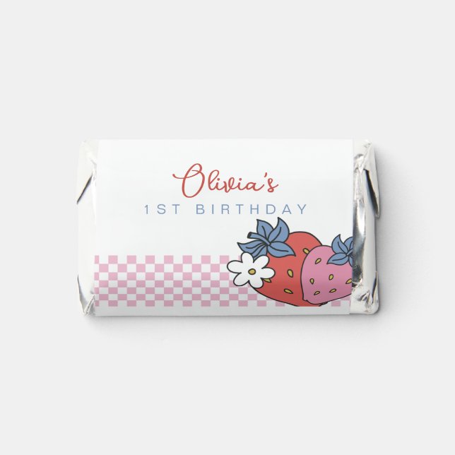 Strawberry Retro Birthday Party Hershey's Miniatures (Front)