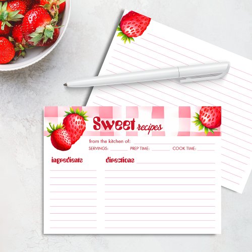 Strawberry Retro Recipe Card Bridal Shower Gift