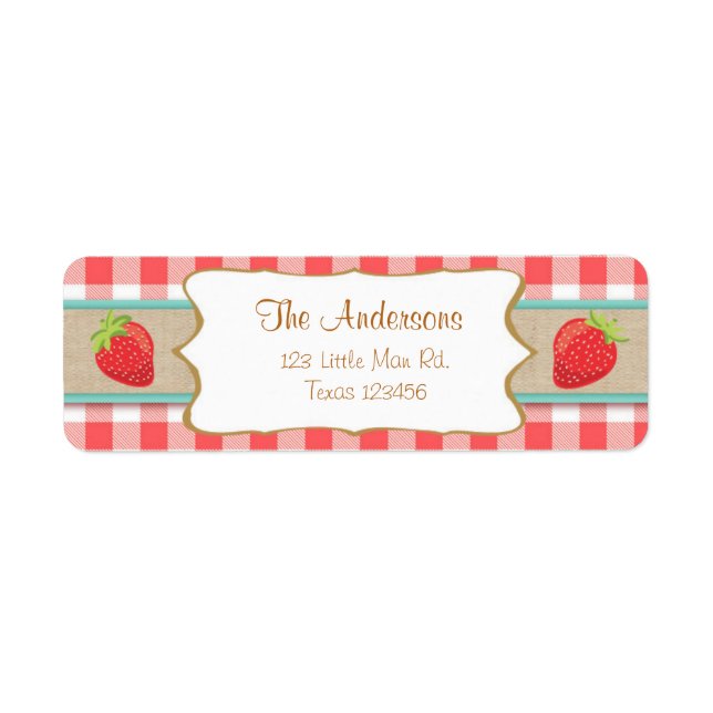 Strawberry Return Address Labels Summer fruit (Front)