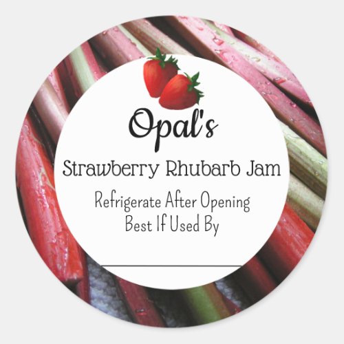 Strawberry Rhubarb Jam Custom Canning Jar Sticker