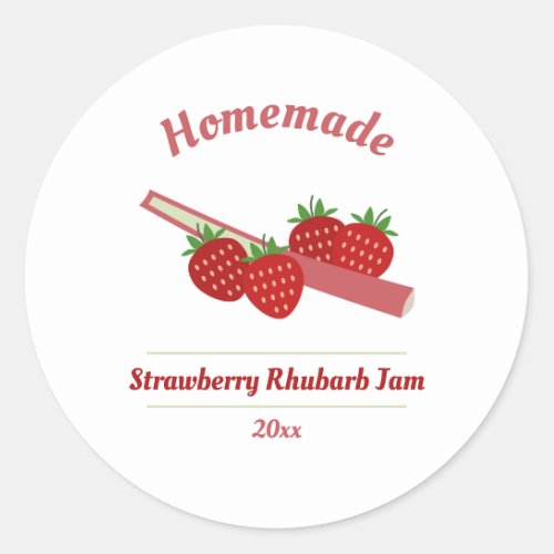 Strawberry Rhubarb Jam Label Sticker