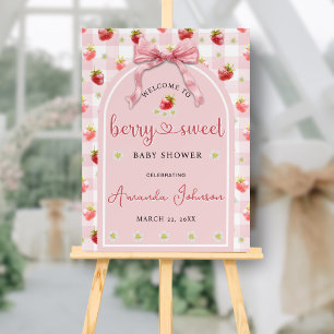Strawberry Ribbon Berry Sweet Baby Shower Welcome Foam Board