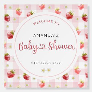 Strawberry Ribbon Berry Sweet Welcome Baby Shower Foam Board