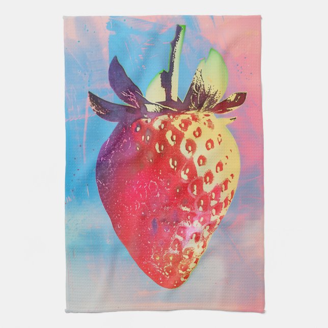 Strawberry Risograph Kitchen Towel (Vertical)