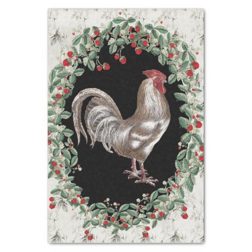 Strawberry Rooster One Tissue Paper