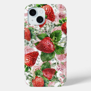Strawberry Rose Floral iPhone 15 Case