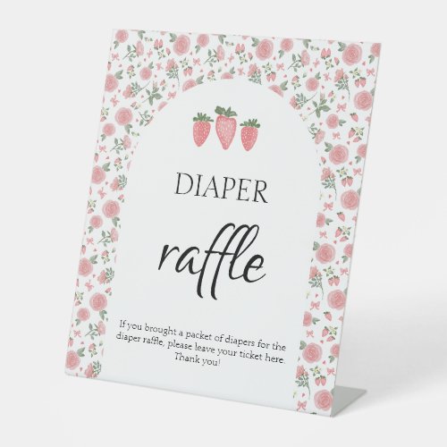 Strawberry  Roses Baby Shower Diaper Raffle Sign