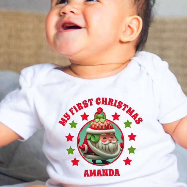  Strawberry Santa My First Christmas Name Baby T-Shirt (Creator Uploaded)