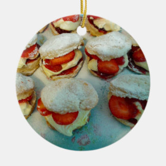 Strawberry Scones/Cakes Ceramic Ornament