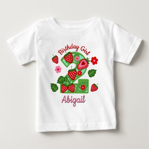 Strawberry Second birthday toddler tshirts