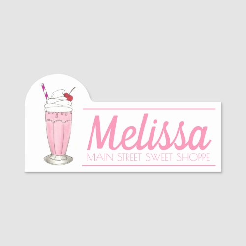 Strawberry Shake Milkshake Ice Cream Float Name Tag