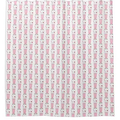 Strawberry Shake Milkshake Ice Cream Foodie Pink Shower Curtain