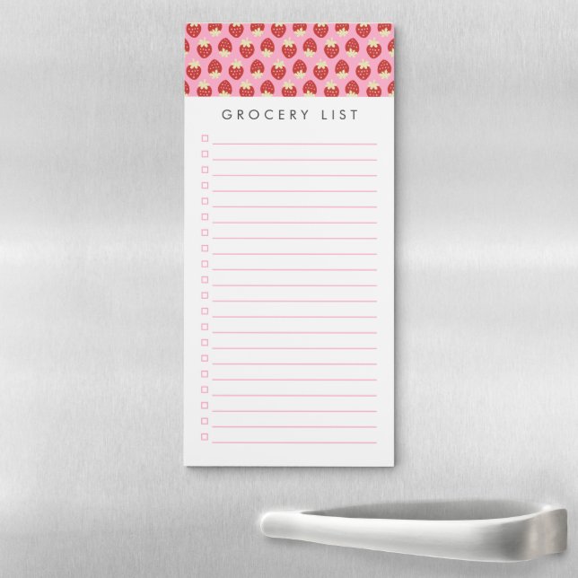 Strawberry Shopping To-Do List Magnetic Notepad (In Situ)
