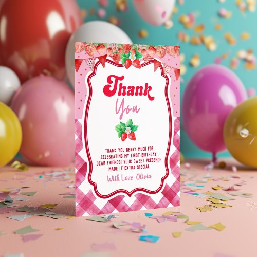 Strawberry Shortcake 1st Birthday Thank You Card