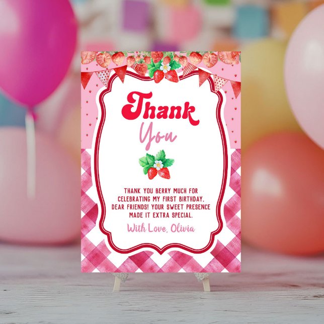 Strawberry Shortcake 1st Birthday Thank You Card (Strawberry shortcake 1st birthday party thank you card)