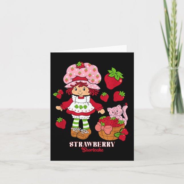 Strawberry Shortcake &amp; Kitty Custard Vintage  Card (Front)