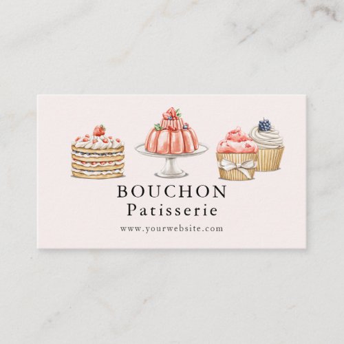 Strawberry Shortcake Blancmange Cupcake Bakery Business Card