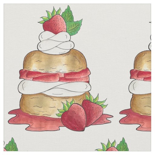 Strawberry Shortcake Cake Dessert Strawberries Fabric