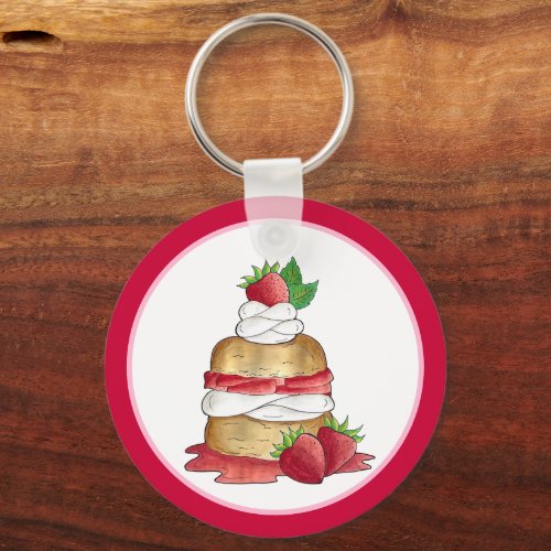 Strawberry Shortcake Cake Dessert Strawberries Keychain