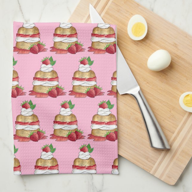 Strawberry Shortcake Cake Dessert Strawberries Kitchen Towel (Quarter Fold)