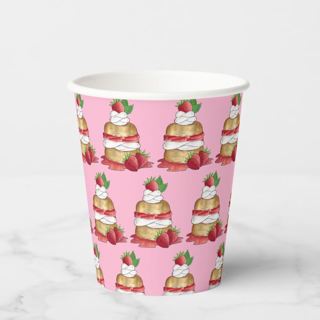 Strawberry Shortcake Cake Dessert Strawberries Paper Cups (Front)