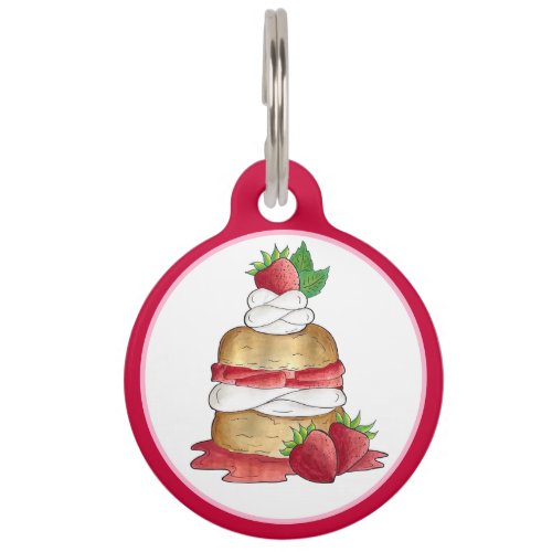 Strawberry Shortcake Cake Dessert Strawberries Pet ID Tag