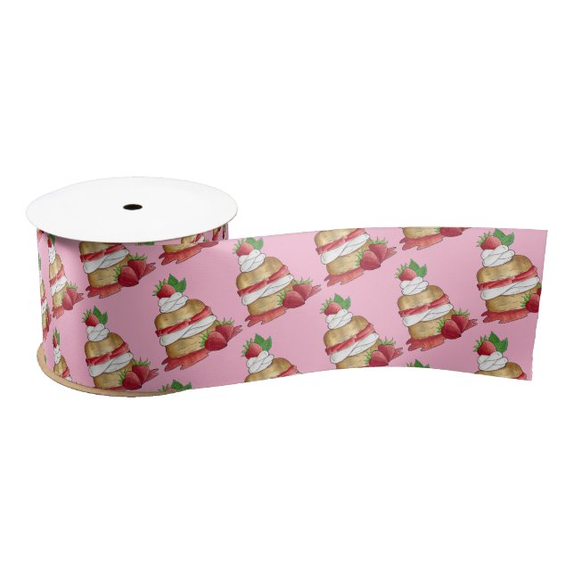Strawberry Shortcake Cake Dessert Strawberries Satin Ribbon (Spool)