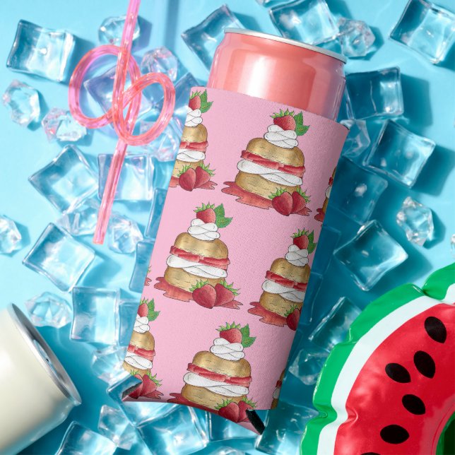 Strawberry Shortcake Cake Dessert Strawberries Seltzer Can Cooler (In Situ Summer)