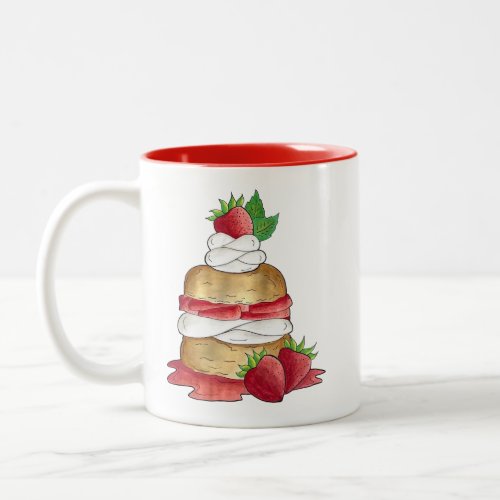 Strawberry Shortcake Cake Dessert Strawberries Two_Tone Coffee Mug