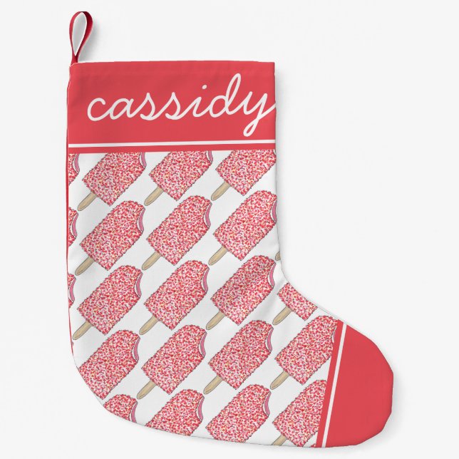 Strawberry Shortcake Ice Cream Popsicle Junk Food Small Christmas Stocking (Front)