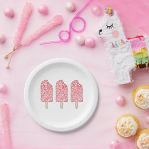 Strawberry Shortcake Pink Ice Cream Pop Popsicle Paper Plates