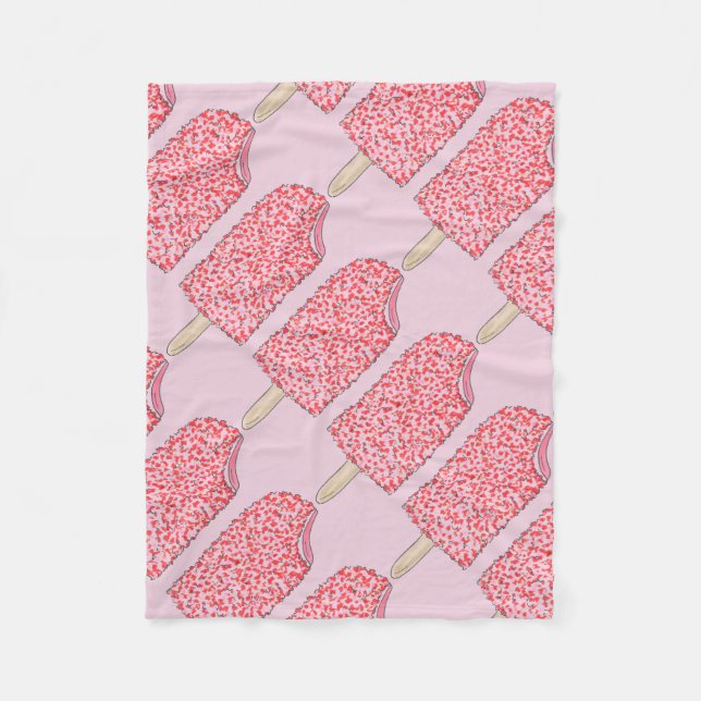 Strawberry Shortcake Pink Ice Cream Popsicle Fleece Blanket (Front)