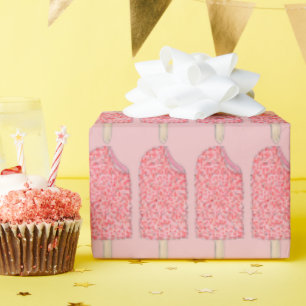 Strawberry Shortcake Pink Ice Cream Popsicles Wrapping Paper