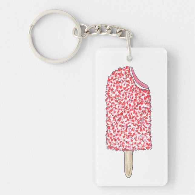Strawberry Shortcake Popsicle Pink Ice Cream Pop Keychain (Front)