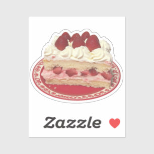 Strawberry Shortcake Slice with Whipped Cream Sticker