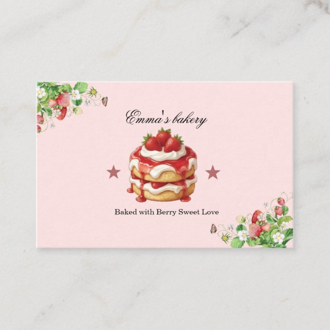 Strawberry Shortcake Themed Bakery Business Card (Front)