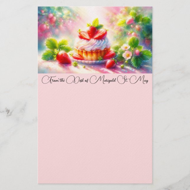 Strawberry Shortcake Watercolor Stationery (Front)