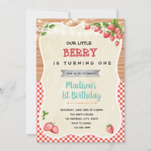 Strawberry shower birthday party invitation