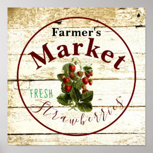 Strawberry sign at farmer's market