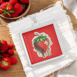 Strawberry Silver Plated Necklace<br><div class="desc">🖤</div>