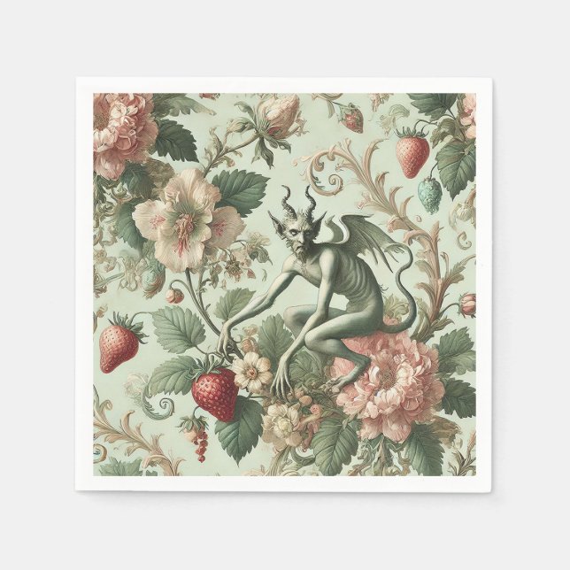 Strawberry Sins – Gothic Baroque Napkins (Front)