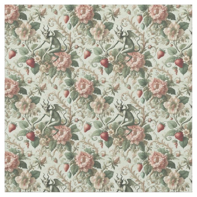 Strawberry Sins – Gothic Dense Tile Fabric (Close Up)