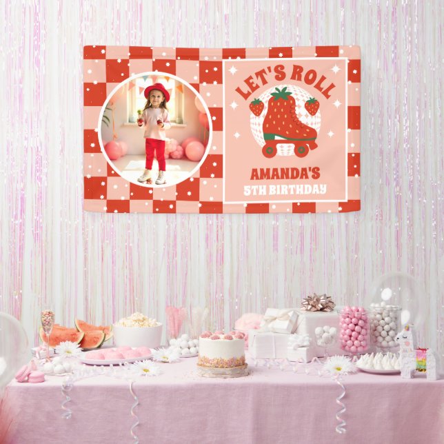 Strawberry Skates | Retro Roller Skating Birthday Banner (Party)