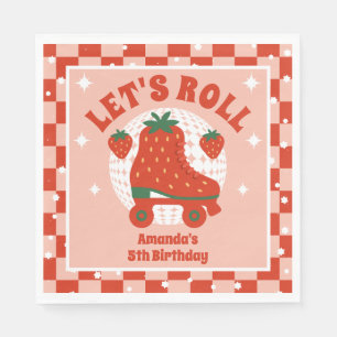 Strawberry Skates Retro Roller Skating Birthday Napkins