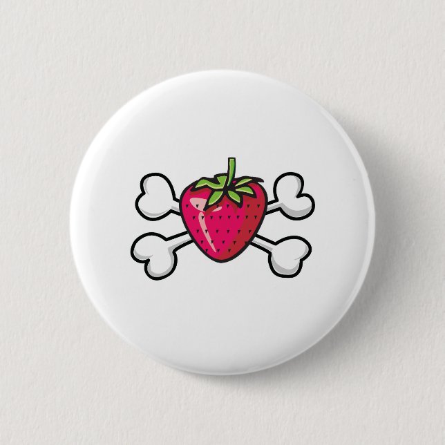 strawberry Skull and Crossbones Button (Front)