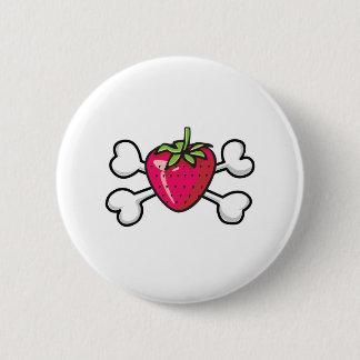 strawberry Skull and Crossbones Button